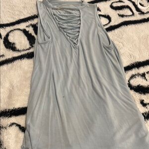Sleeveless Lace-Up Top in Light Gray